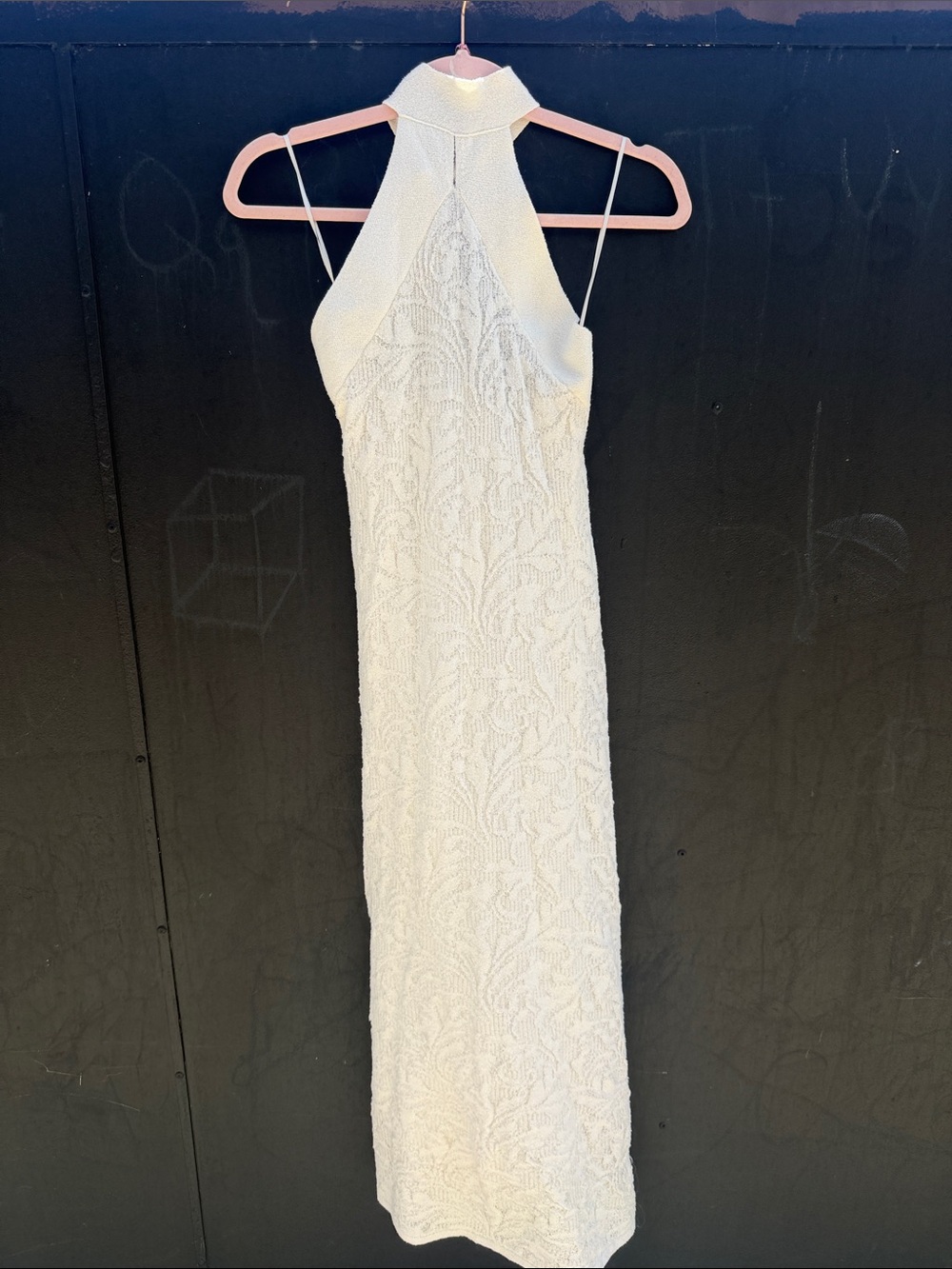 Zara Ivory Halter-Style Textured Maxi Dress PoIntelle open knit - Picture 3 of 6